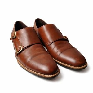 RAILS Cap Toe Double Monk Strap Leather Dress Shoes Sz 8M Chestnut Brown EUC!
